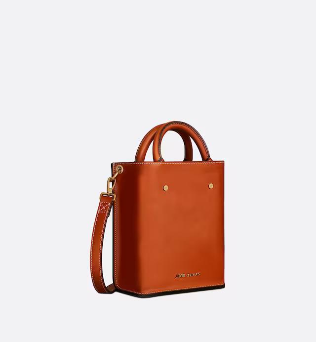 Túi Dior Mini Dior Tears North-South Tote Bag Cognac Brown Smooth Calfskin