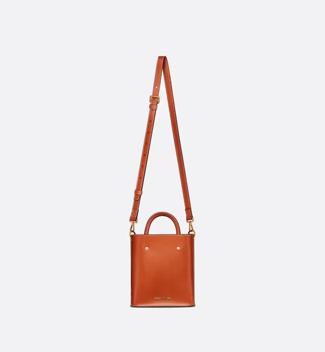 Túi Dior Mini Dior Tears North-South Tote Bag Cognac Brown Smooth Calfskin