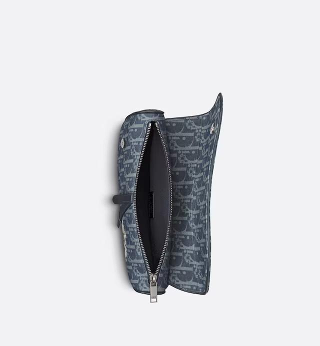 Túi Dior Tears Saddle Bag Blue Dior Oblique and Peace Sign Dior Tears Denim