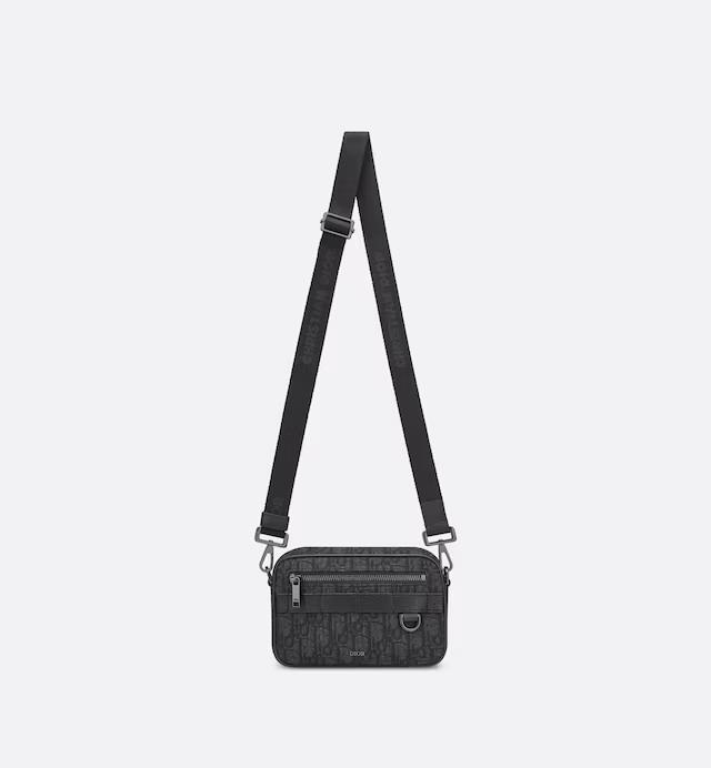 Túi Dior Mini Safari Bag With Strap Black Dior Oblique Jacquard