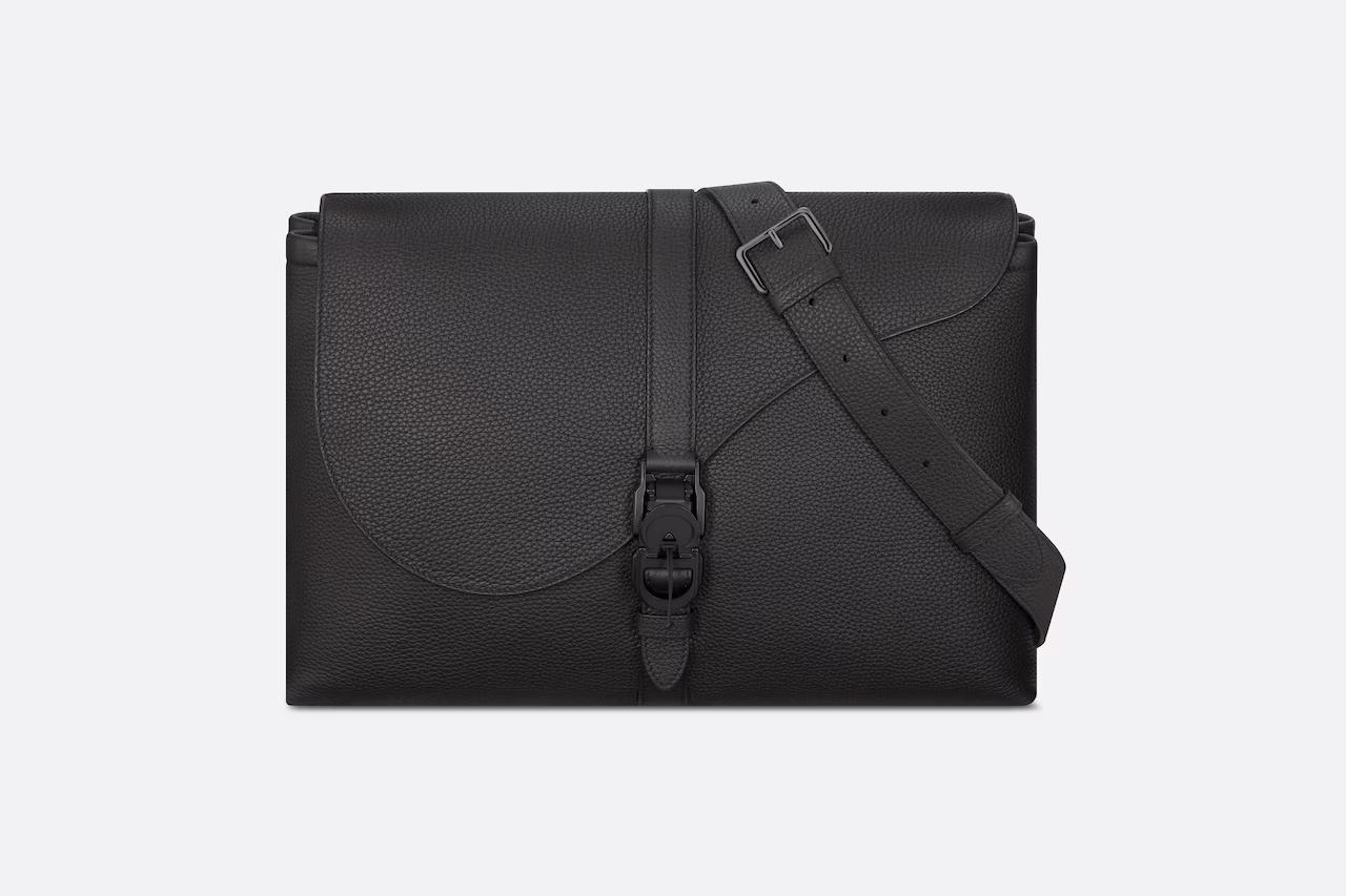 Túi Dior Pillow Bag With Strap Black Grained Calfskin