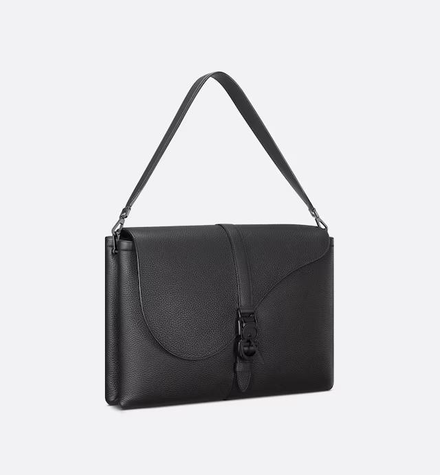 Túi Dior Pillow Bag With Strap Black Grained Calfskin