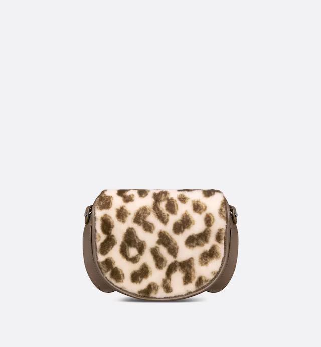 Túi Dior Mini Gallop Bag With Strap Cream and Brown Shearling with Leopard Motif