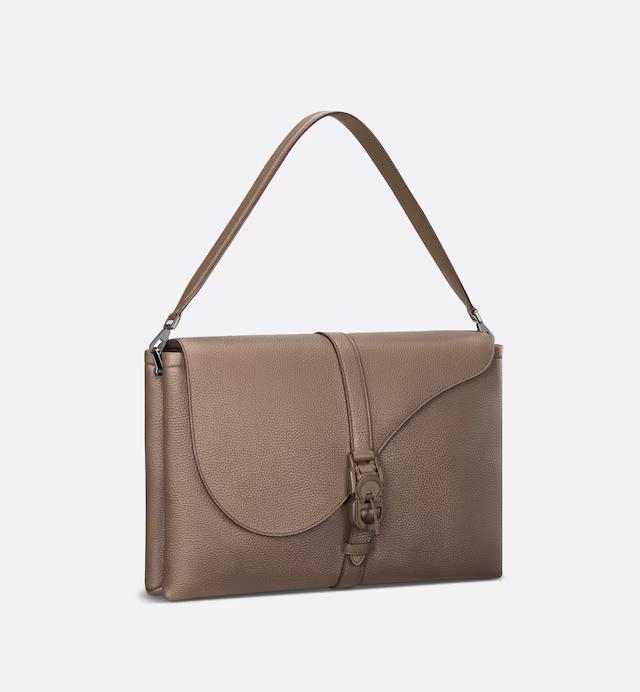 Túi Dior Pillow Bag With Strap Brown Grained Calfskin