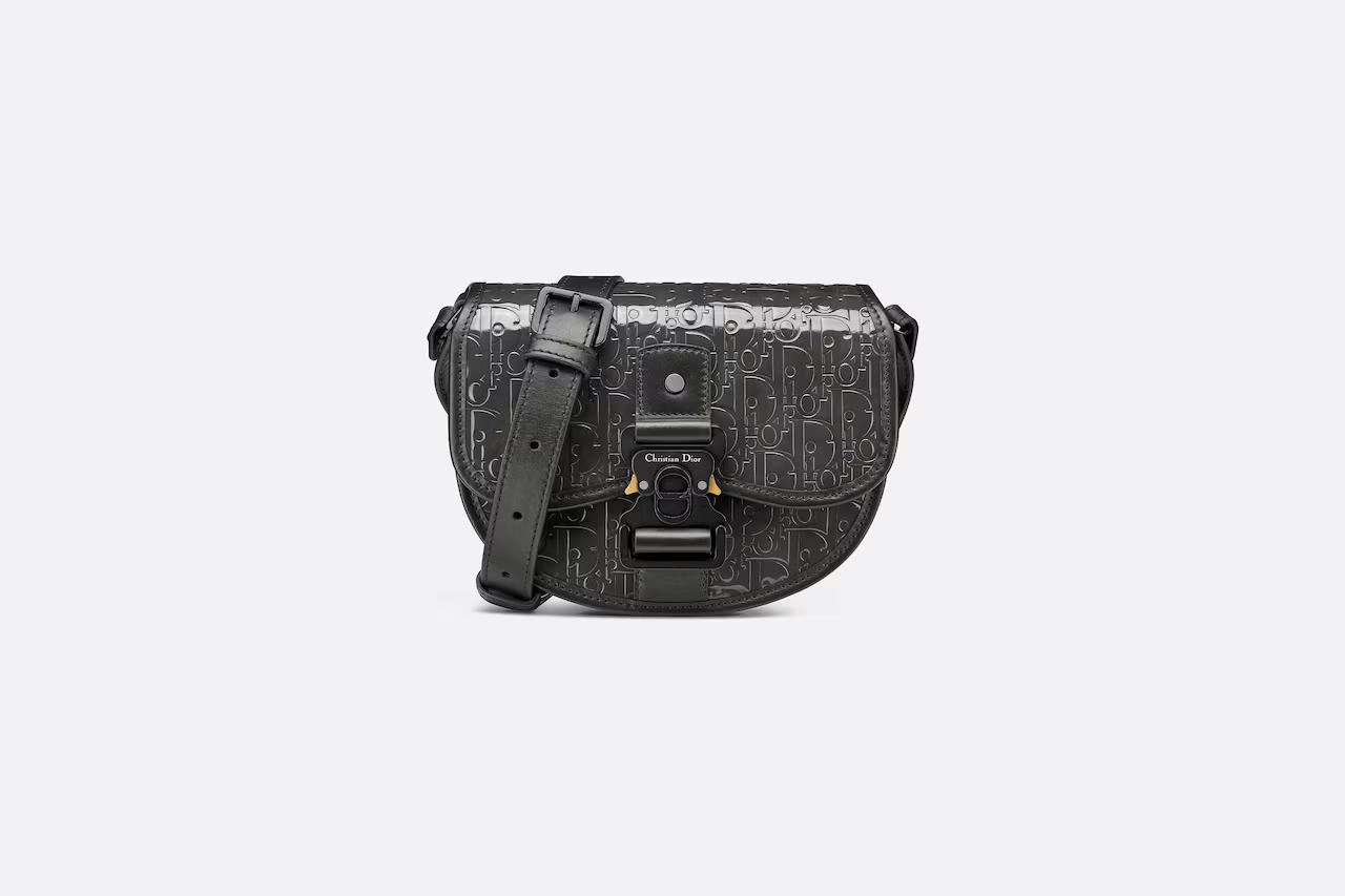 Túi Dior Mini Gallop Bag With Strap Black Dior Oblique Gravity Leather