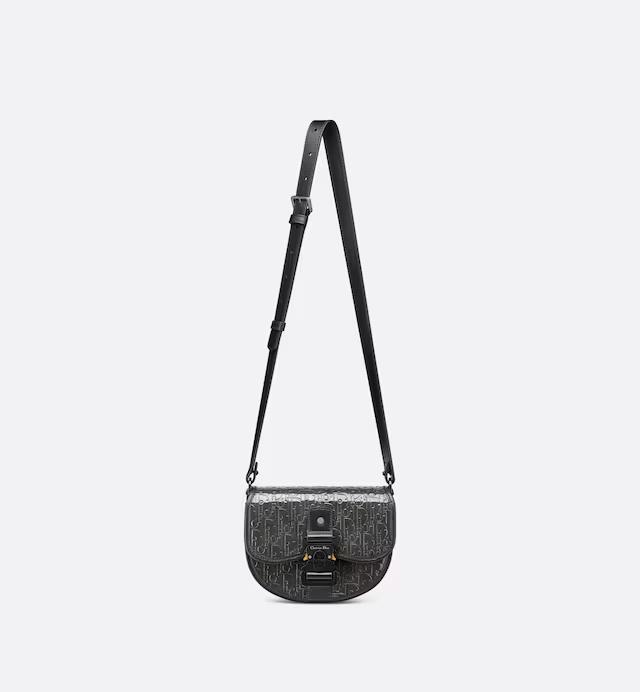 Túi Dior Mini Gallop Bag With Strap Black Dior Oblique Gravity Leather