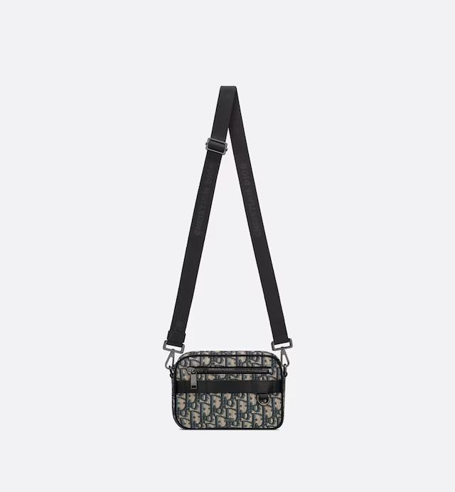 Túi Dior Mini Safari Bag With Strap Beige and Black Dior Oblique Jacquard