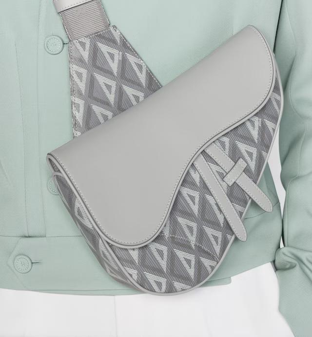 Túi Dior Saddle Bag Dior Gray CD Diamond Canvas and Smooth Calfskin