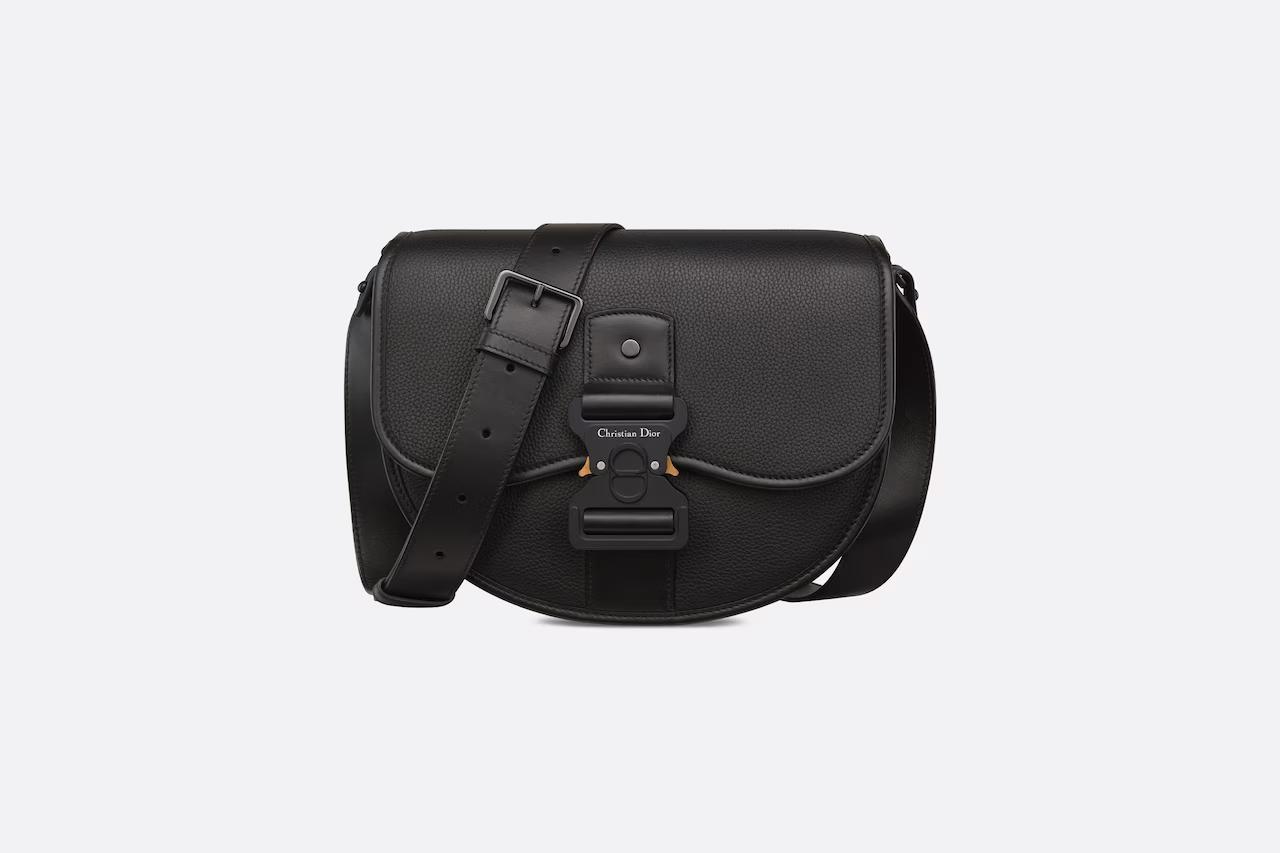 Túi Dior Gallop Bag With Strap Black Grained Calfskin