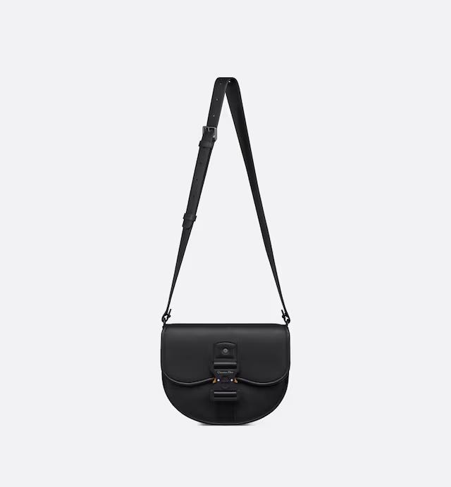 Túi Dior Gallop Bag With Strap Black Grained Calfskin