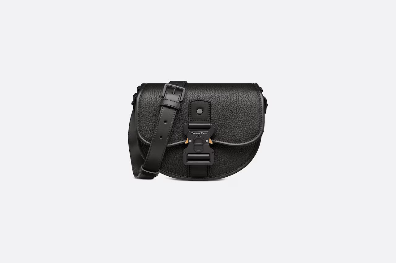 Túi Dior Mini Gallop Bag With Strap Black Grained Calfskin