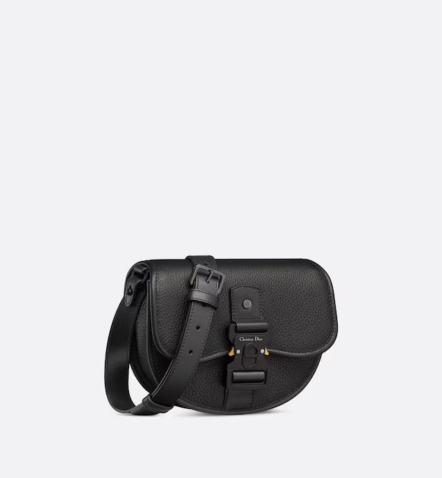 Túi Dior Mini Gallop Bag With Strap Black Grained Calfskin