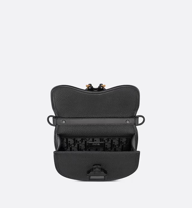 Túi Dior Mini Gallop Bag With Strap Black Grained Calfskin