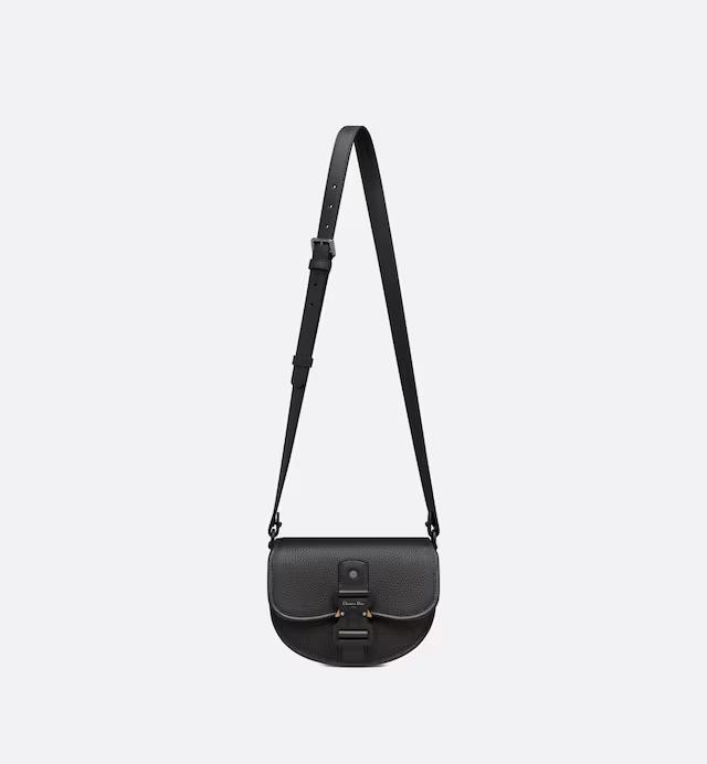 Túi Dior Mini Gallop Bag With Strap Black Grained Calfskin