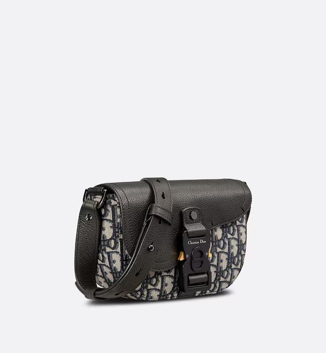 Túi Dior Saddle Pouch With Strap Beige and Black Dior Oblique Jacquard and Black Grained Calfskin