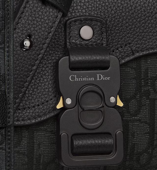 Túi Dior Saddle Pouch With Strap Black Dior Oblique Jacquard and Grained Calfskin