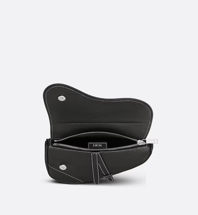 Túi Dior Mini Saddle Bag Black Grained Calfskin