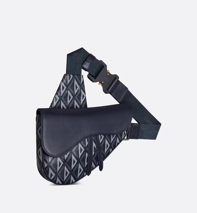 Túi Dior Saddle Bag Navy Blue CD Diamond Canvas and Smooth Calfskin