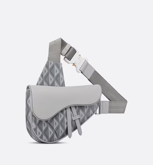 Túi Dior Saddle Bag Dior Gray CD Diamond Canvas and Smooth Calfskin