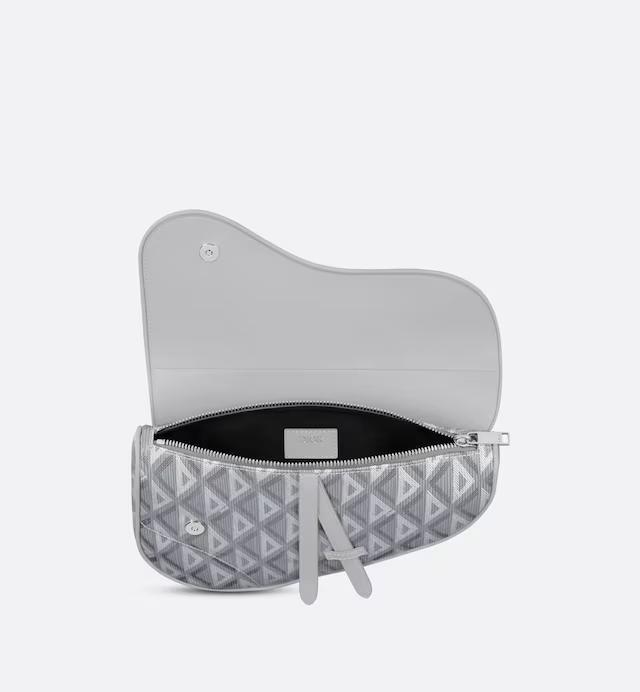 Túi Dior Saddle Bag Dior Gray CD Diamond Canvas and Smooth Calfskin