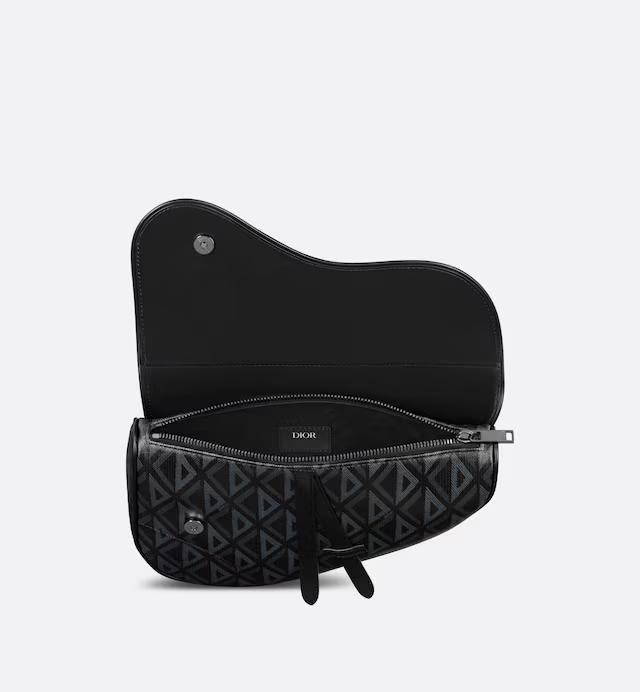 Túi Dior Saddle Bag Black CD Diamond Canvas and Smooth Calfskin