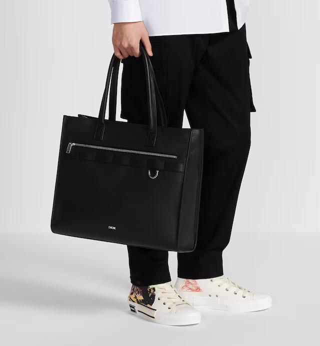 Túi Dior Safari Tote Bag Black Dior Oblique Jacquard and Grained Calfskin