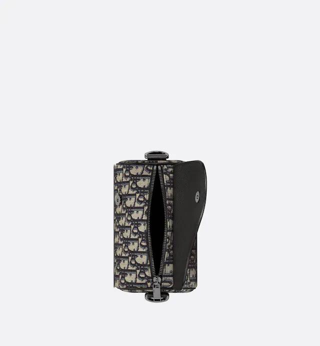 Túi Dior Mini Roller Bag With Strap Beige and Black Dior Oblique Jacquard and Black Grained Calfskin