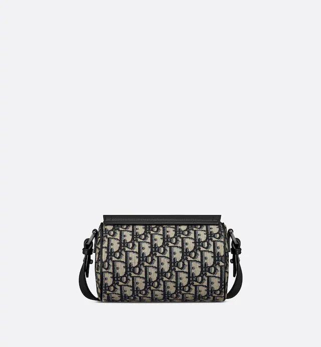 Túi Dior Mini Roller Bag With Strap Beige and Black Dior Oblique Jacquard and Black Grained Calfskin