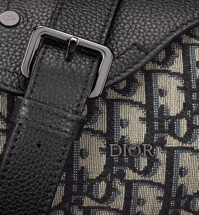 Túi Dior Mini Roller Bag With Strap Beige and Black Dior Oblique Jacquard and Black Grained Calfskin