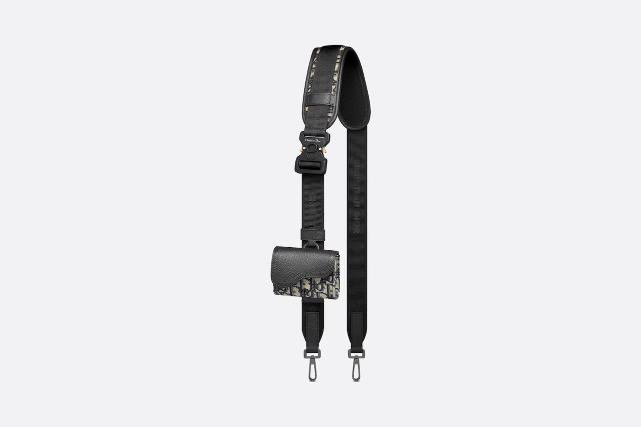 Túi Dior Adjustable Saddle Shoulder Strap With Pouch Beige and Black Dior Oblique Jacquard