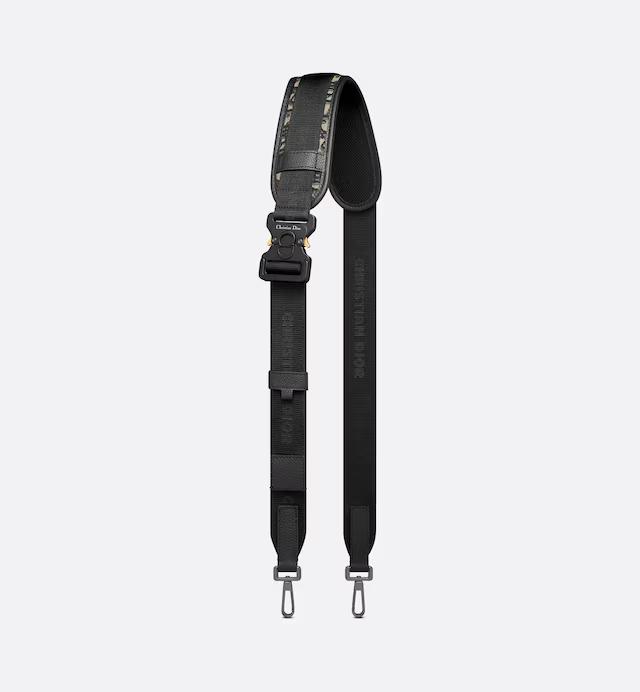 Túi Dior Adjustable Saddle Shoulder Strap With Pouch Beige and Black Dior Oblique Jacquard