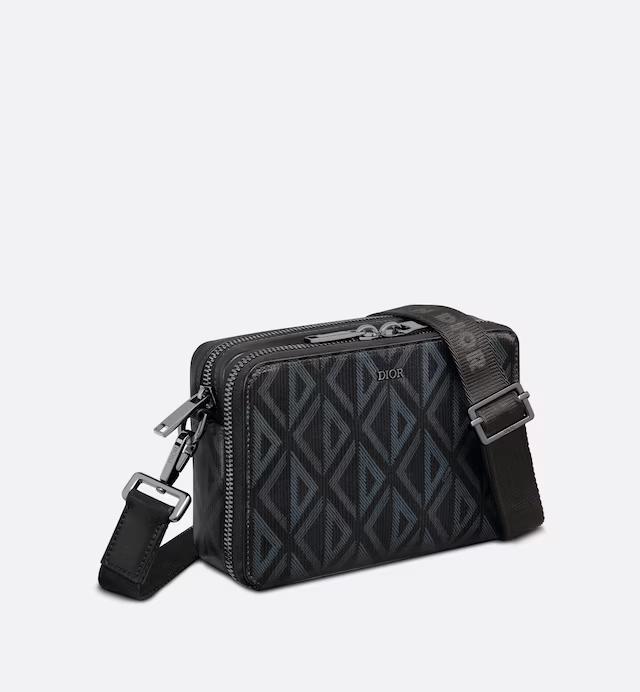 Túi Dior Pouch With Strap Black CD Diamond Canvas