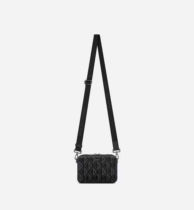 Túi Dior Pouch With Strap Black CD Diamond Canvas