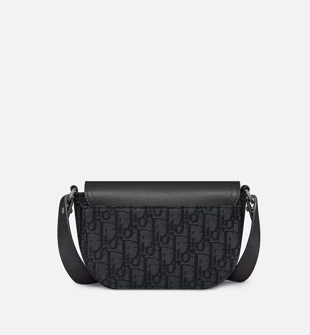 Túi Dior Saddle Pouch With Strap Black Dior Oblique Jacquard and Grained Calfskin