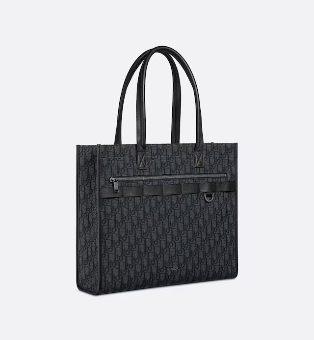 Túi Dior Safari Tote Bag Black Dior Oblique Jacquard and Grained Calfskin