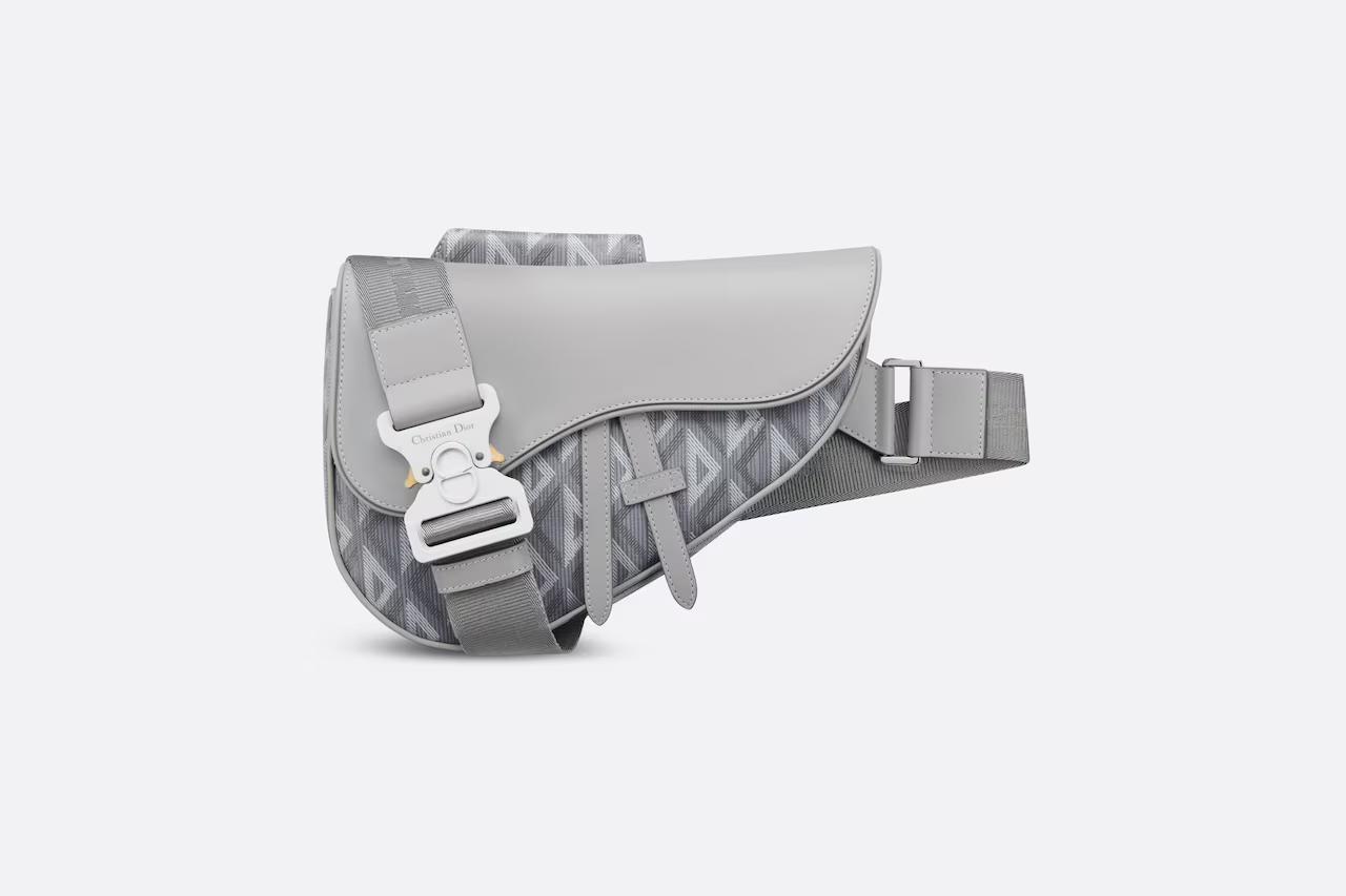 Túi Dior Saddle Bag Dior Gray CD Diamond Canvas and Smooth Calfskin