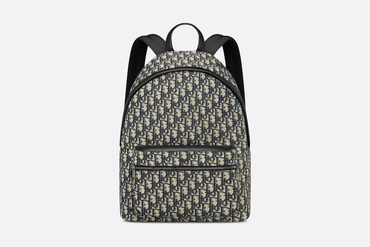 Túi Dior Rider Backpack Beige and Black Dior Oblique Jacquard