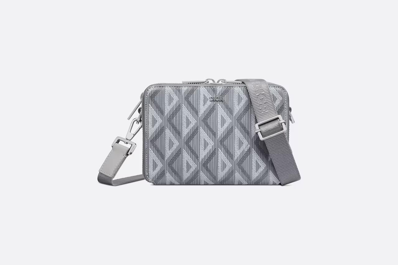 Túi Dior Pouch With Strap Dior Gray CD Diamond Canvas