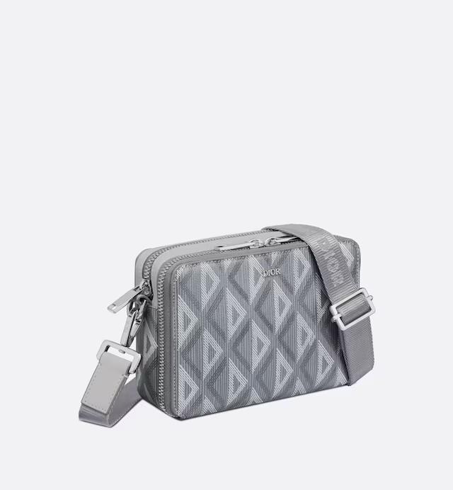 Túi Dior Pouch With Strap Dior Gray CD Diamond Canvas