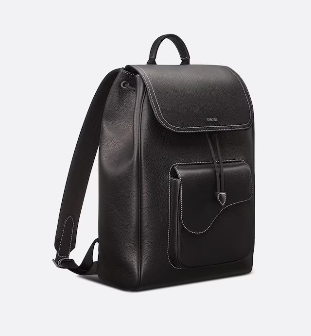 Túi Dior Saddle Backpack Black Grained Calfskin