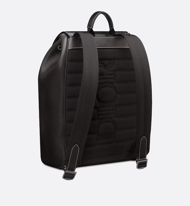 Túi Dior Saddle Backpack Black Grained Calfskin