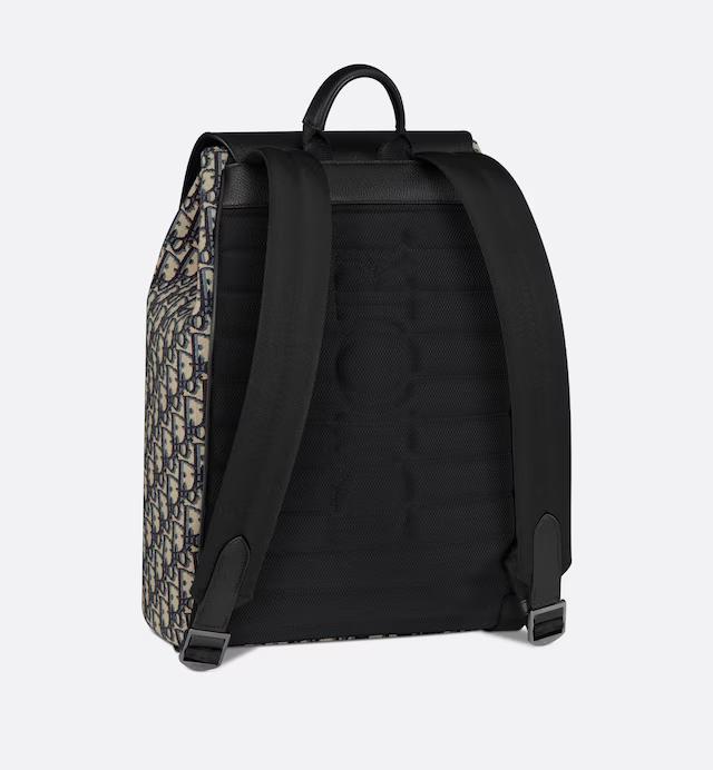 Túi Dior Saddle Backpack Beige and Black Dior Oblique Jacquard and Black Grained Calfskin