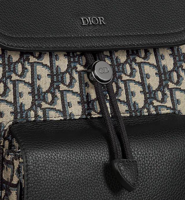 Túi Dior Saddle Backpack Beige and Black Dior Oblique Jacquard and Black Grained Calfskin