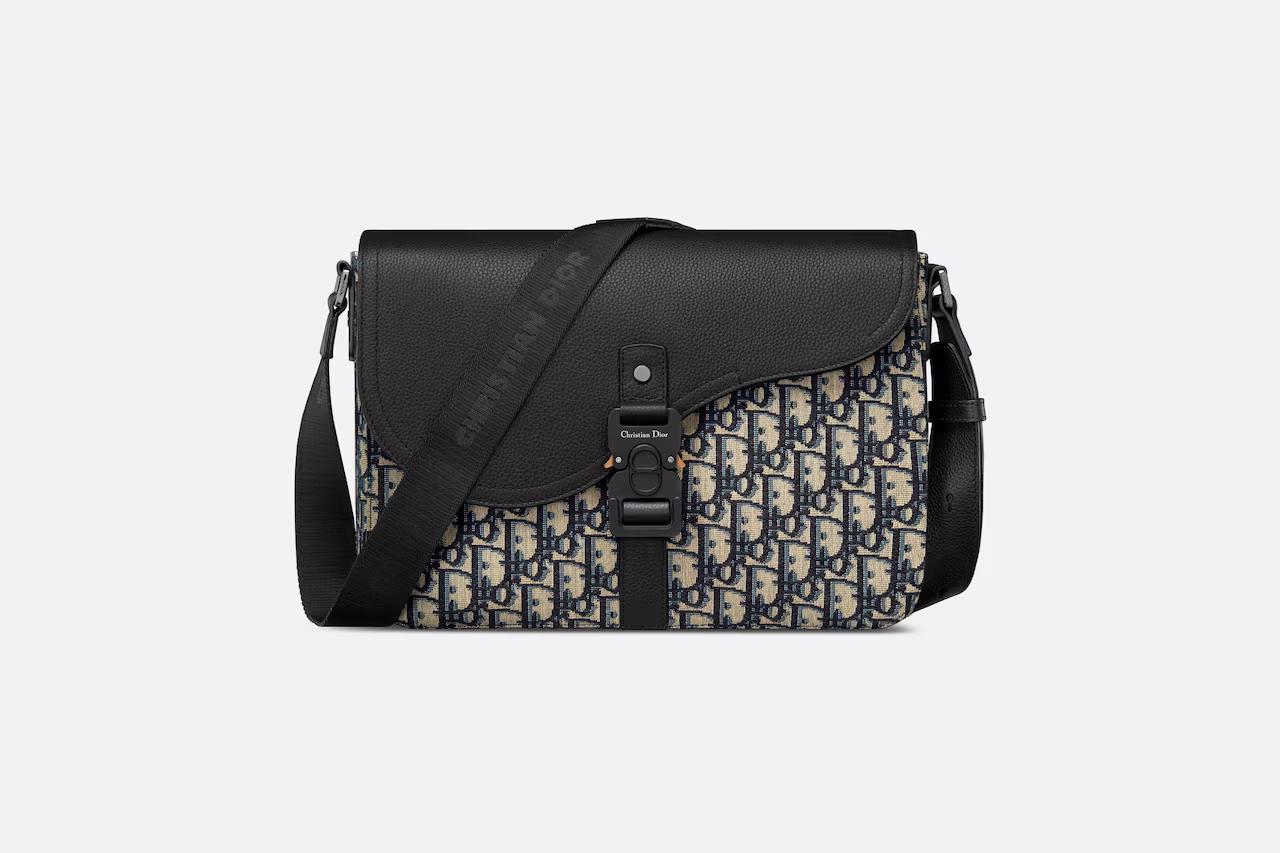 Túi Dior Saddle Messenger Bag Beige and Black Dior Oblique Jacquard and Black Grained Calfskin