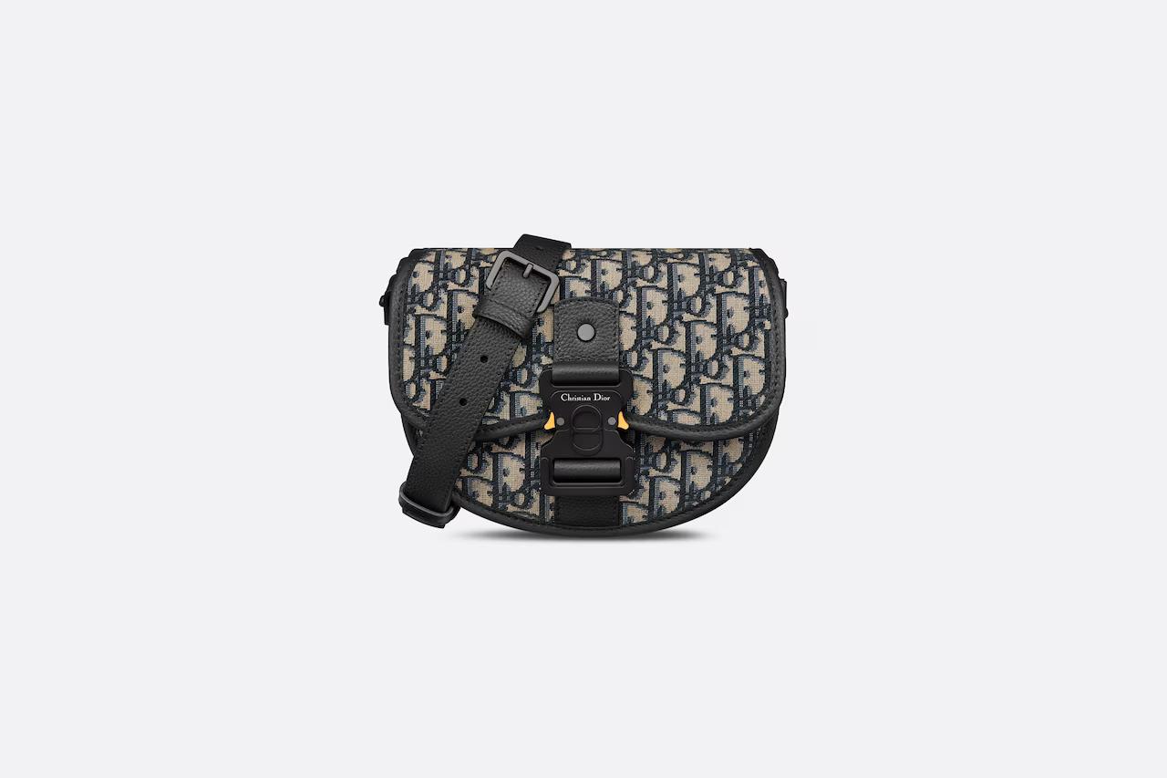 Túi Dior Mini Gallop Bag With Strap Beige and Black Dior Oblique Jacquard and Black Grained Calfskin