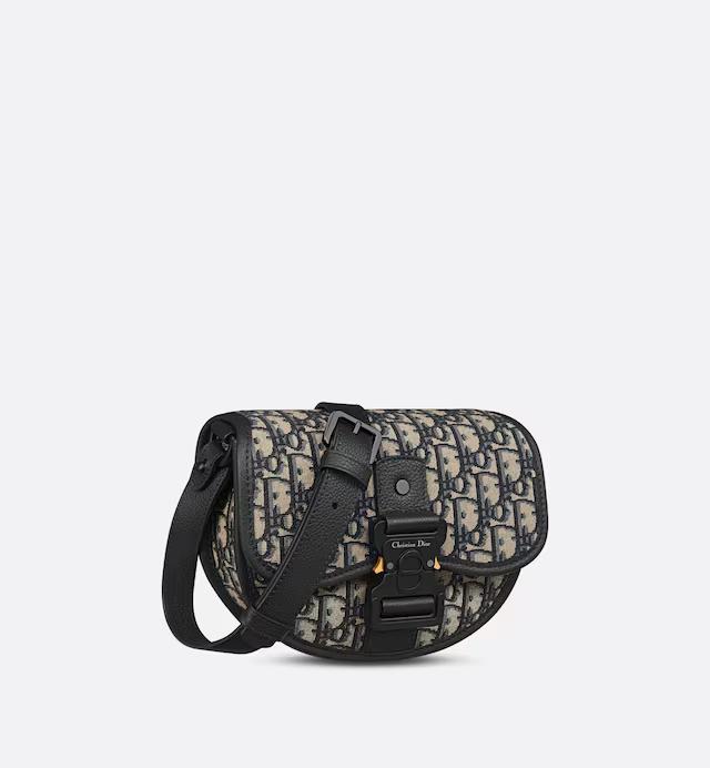 Túi Dior Mini Gallop Bag With Strap Beige and Black Dior Oblique Jacquard and Black Grained Calfskin