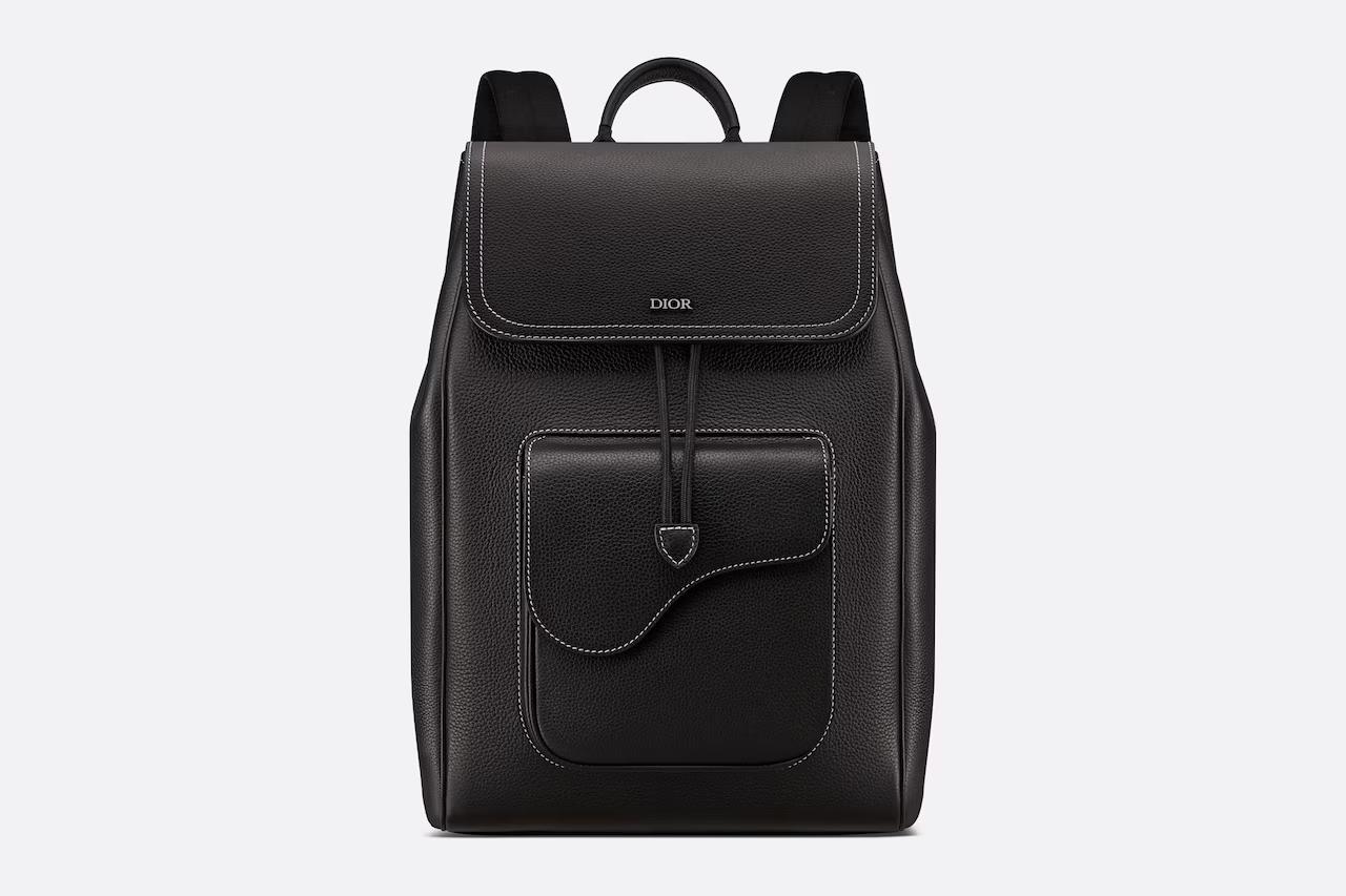 Túi Dior Saddle Backpack Black Grained Calfskin