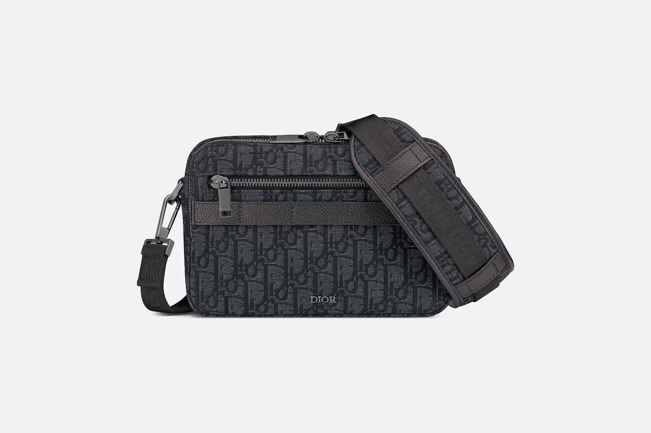 Túi Dior Safari Bag With Strap Black Dior Oblique Jacquard