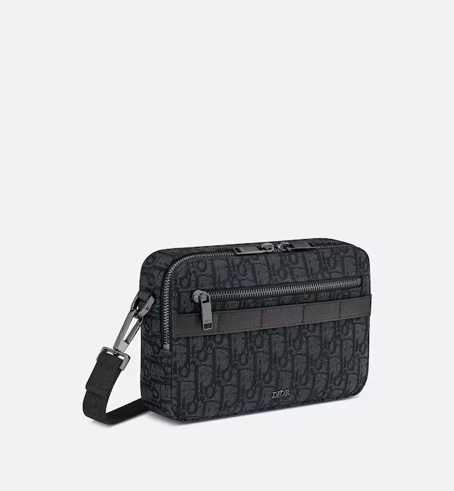 Túi Dior Safari Bag With Strap Black Dior Oblique Jacquard