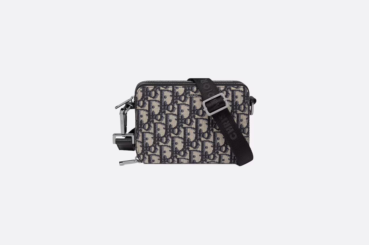 Túi Dior Pouch With Strap Beige and Black Dior Oblique Jacquard